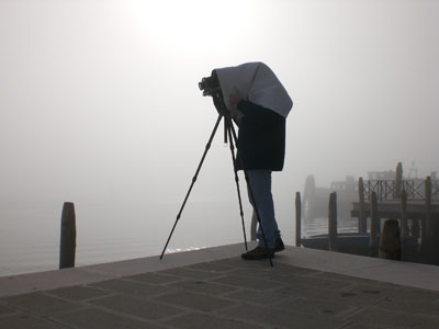 Marco Bianchi with his camera in Venice. Photo Luisella Artabano
