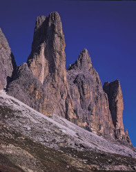 Cima Piccola, Punta Frida e Cima Piccolissima, gruppo delle Tre Cime di Lavaredo, Dolomiti, Italia